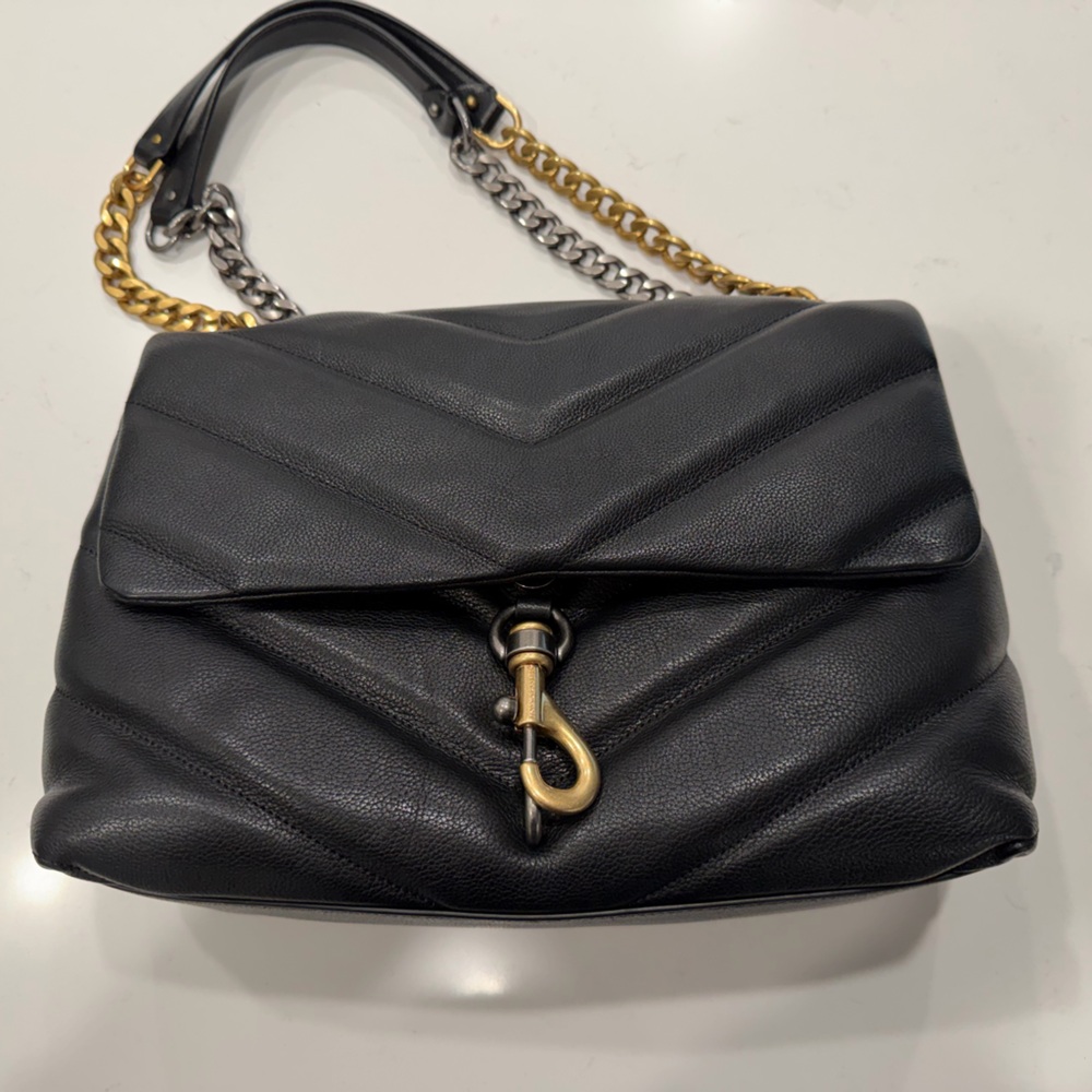 Rebecca MinkOff luxury black leather bag